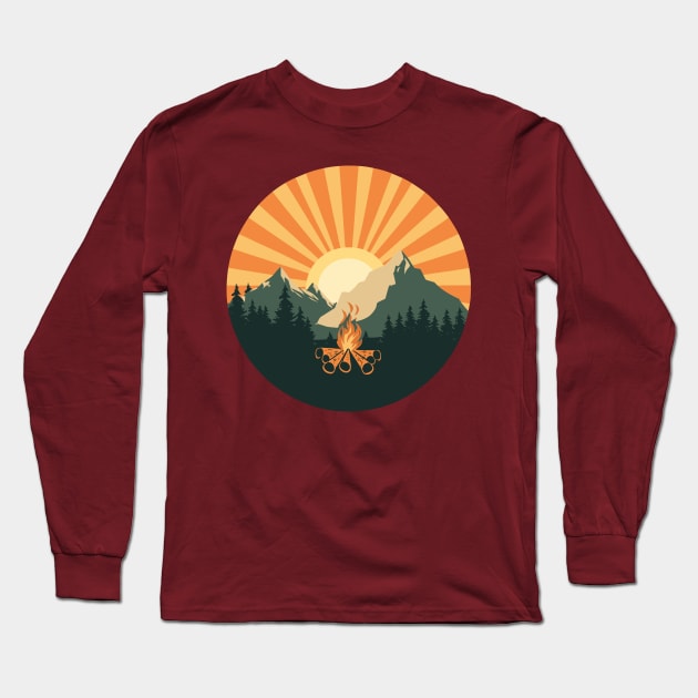 campfire Long Sleeve T-Shirt by Roshan